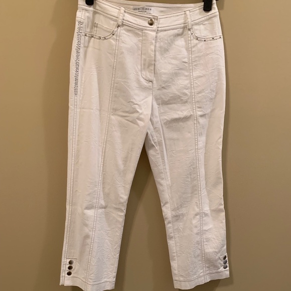 WHITE CROPPED LUCIEN DAUNCIS COLLECTION PANTS - SIZE 27 (4) - Picture 7 of 10